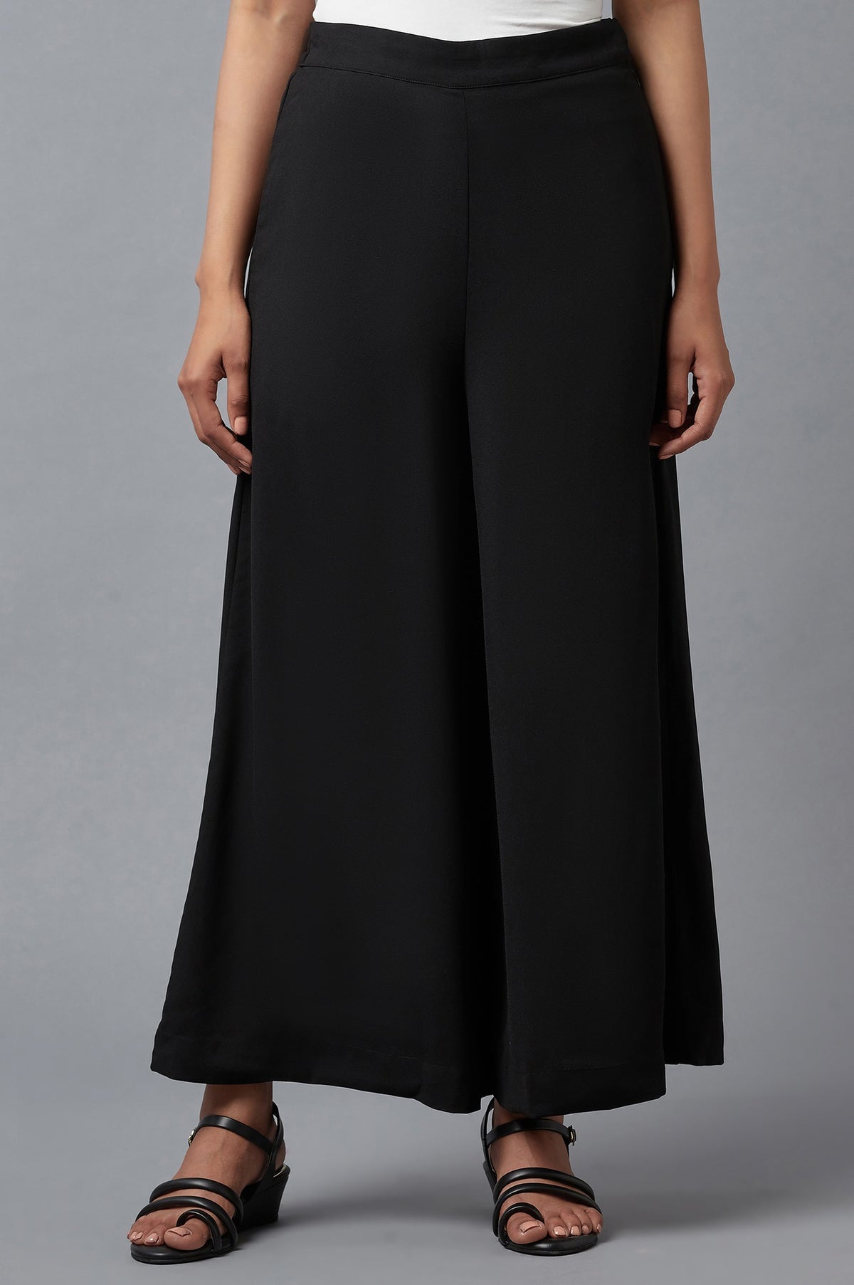 Black Wide Leg Moss Flared Pants - XS