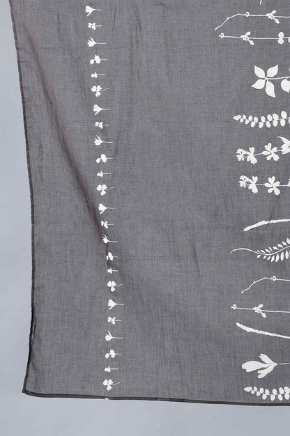 Jet Black Floral Print Dupatta