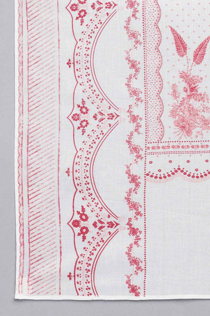 Ecru and Red Printed Voile Dupatta