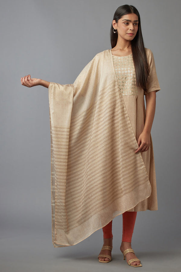 New Semolina Ecru Printed Dupatte