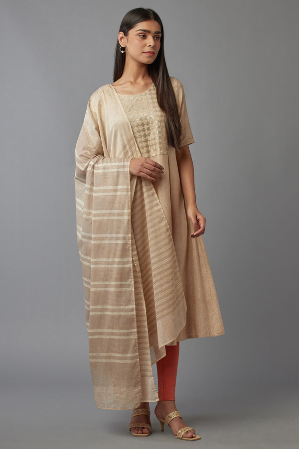 New Semolina Ecru Printed Dupatte