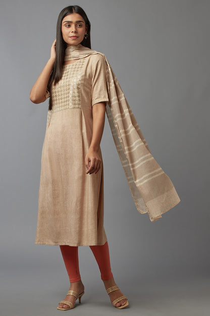 New Semolina Ecru Printed Dupatte