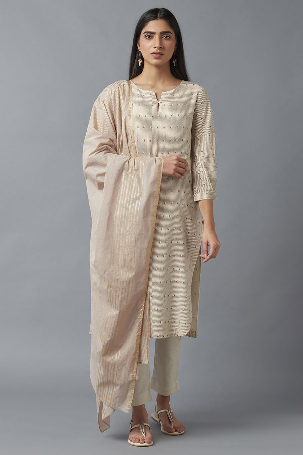 Beige Printed Dupatte