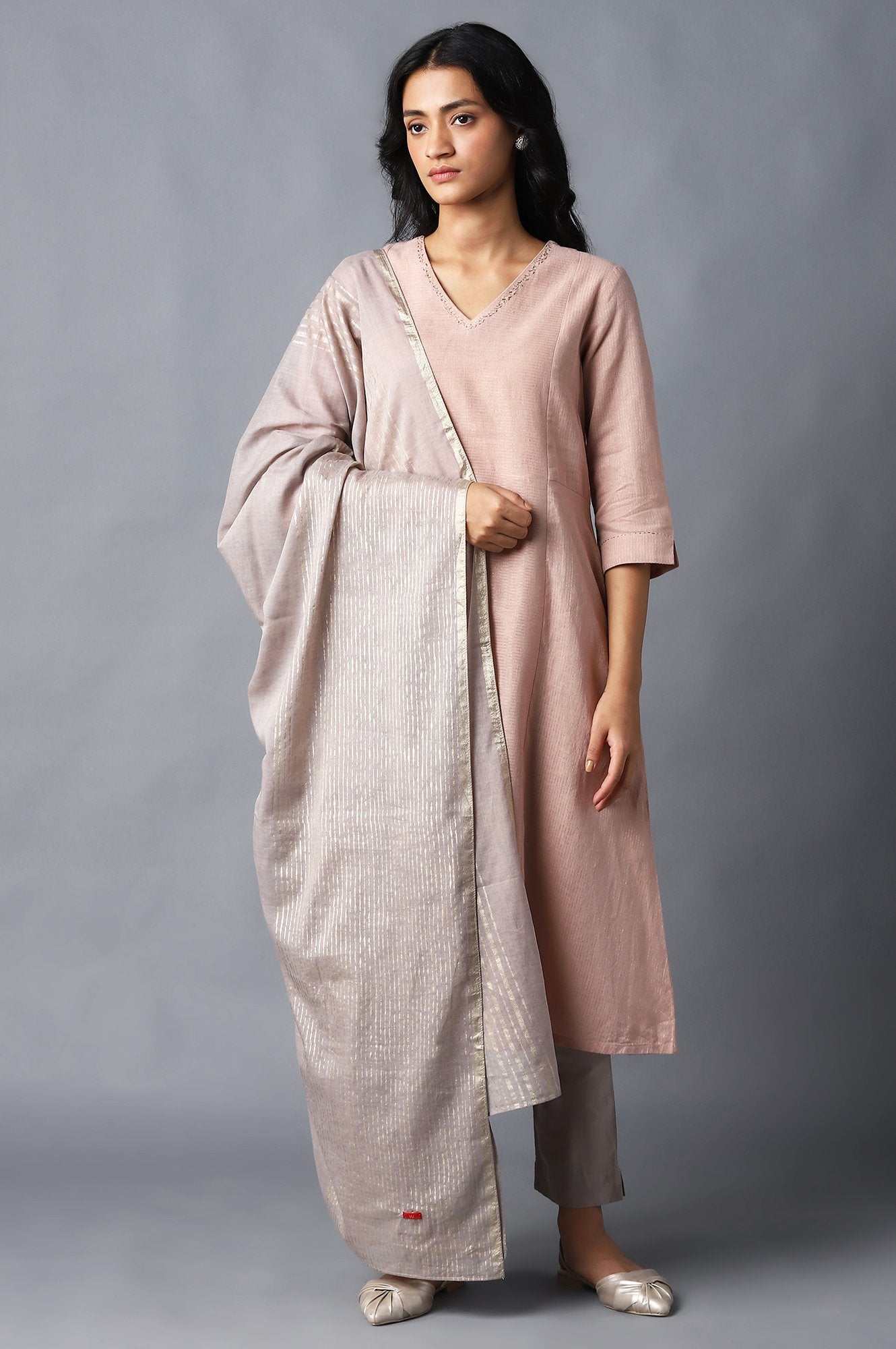 Grey Printed Dupatte