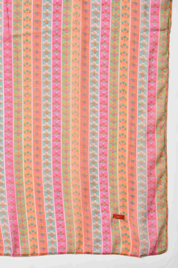 Bright Multicoloures Chiffon Stripe Print Dupatta