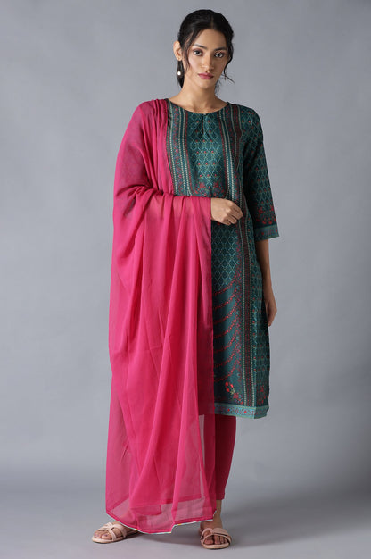 Dark Pink Chiffon Solid Dupatta