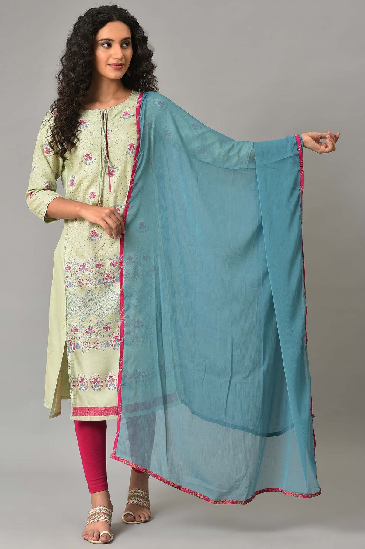 Dark Teal Chiffon Solid Dupatta - FS