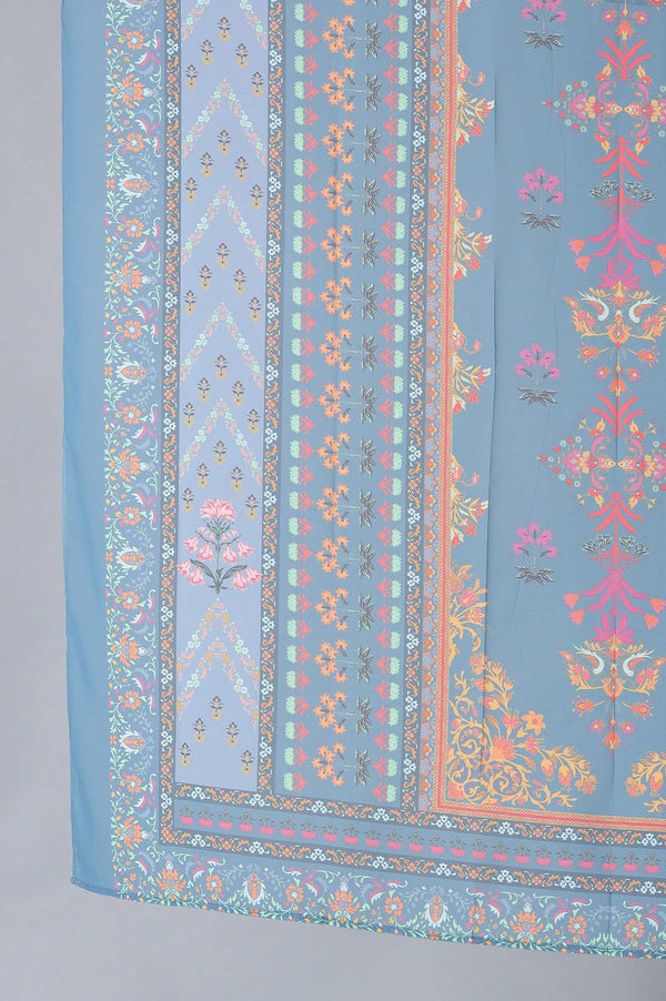 Deep Teal Printed Georgette Dupatta