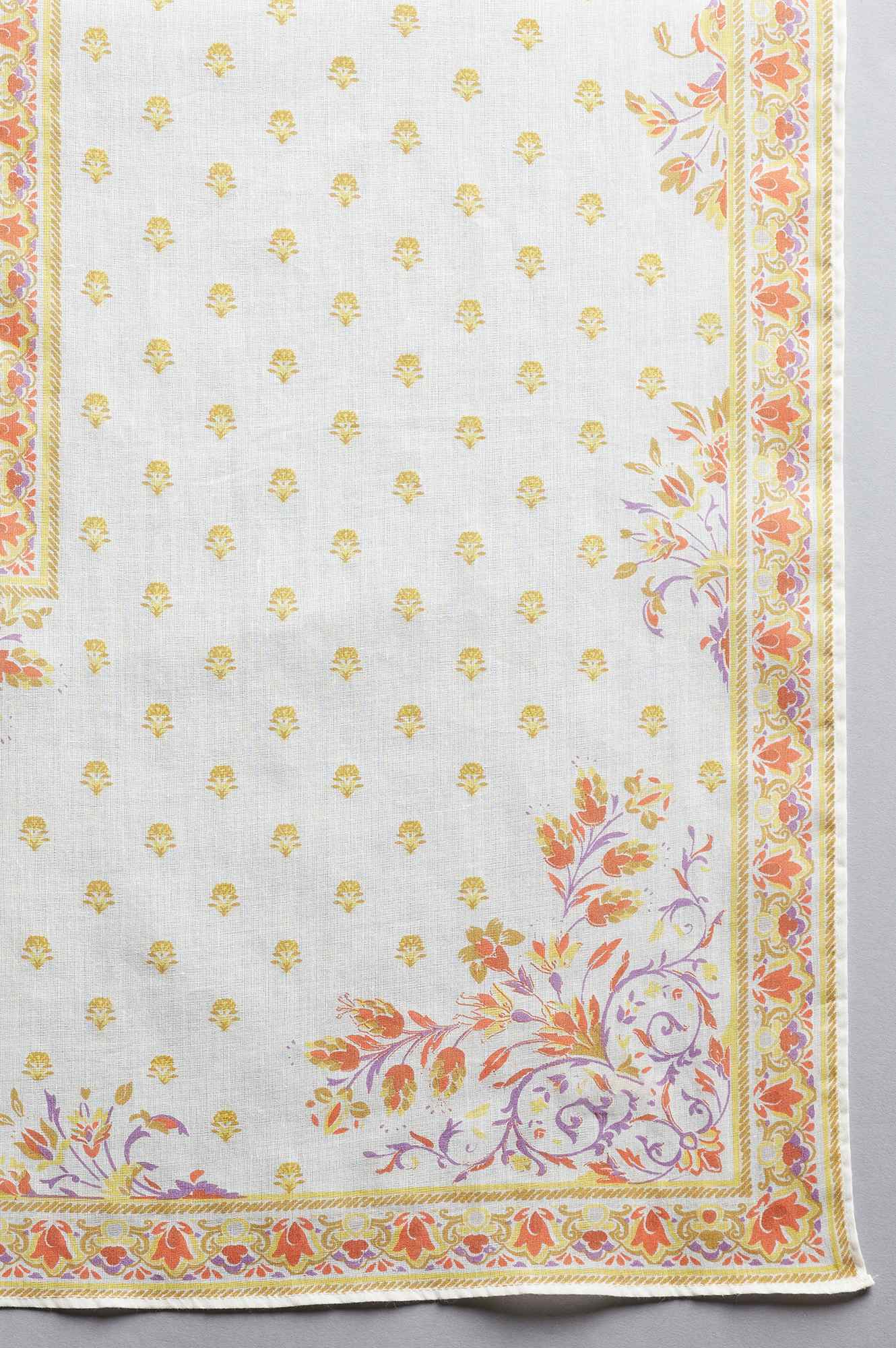 Ecru Printed Cotton Dupatta