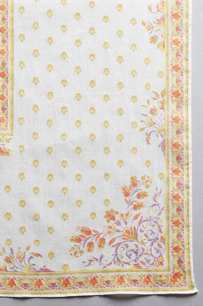 Ecru Printed Cotton Dupatta