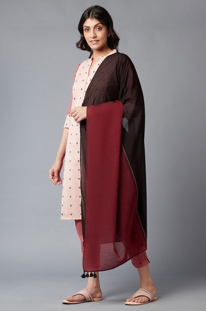 Dark Red Yarn-Dyed Cotton Dupatta