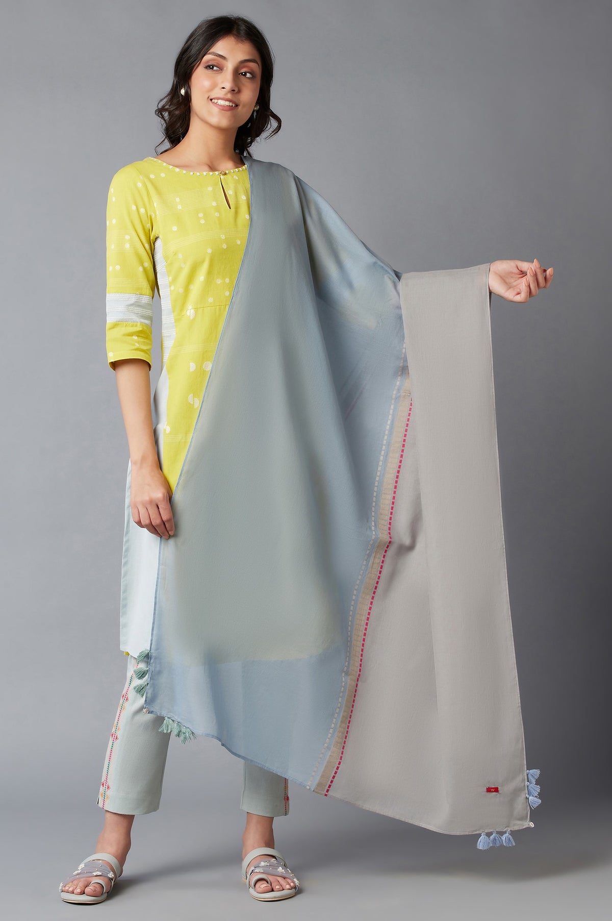 Cobalt Blue Yarn-Dyed Cotton Dupatta - FS