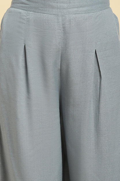 Ecru Printed Kurta With Blue Denim Parallel Pants - wforwoman