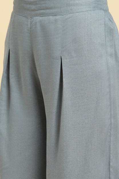 Ecru Printed Kurta With Blue Denim Parallel Pants - wforwoman