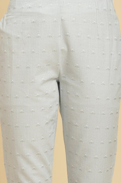 Blue Round Neck Kurta And Slim Pants Set - wforwoman