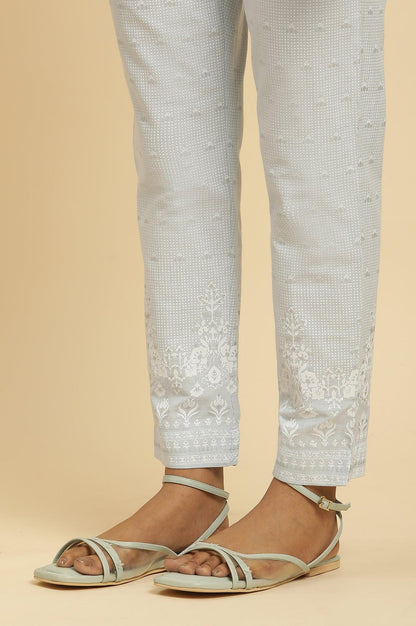 Blue Round Neck Kurta And Slim Pants Set - wforwoman