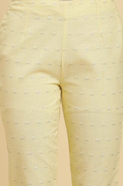 Yellow Round Neck Kurta And Slim Pants Set - wforwoman