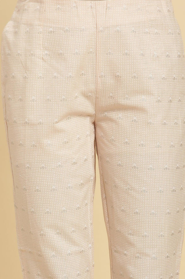 Light Pink Round Neck Kurta And Slim Pants Set