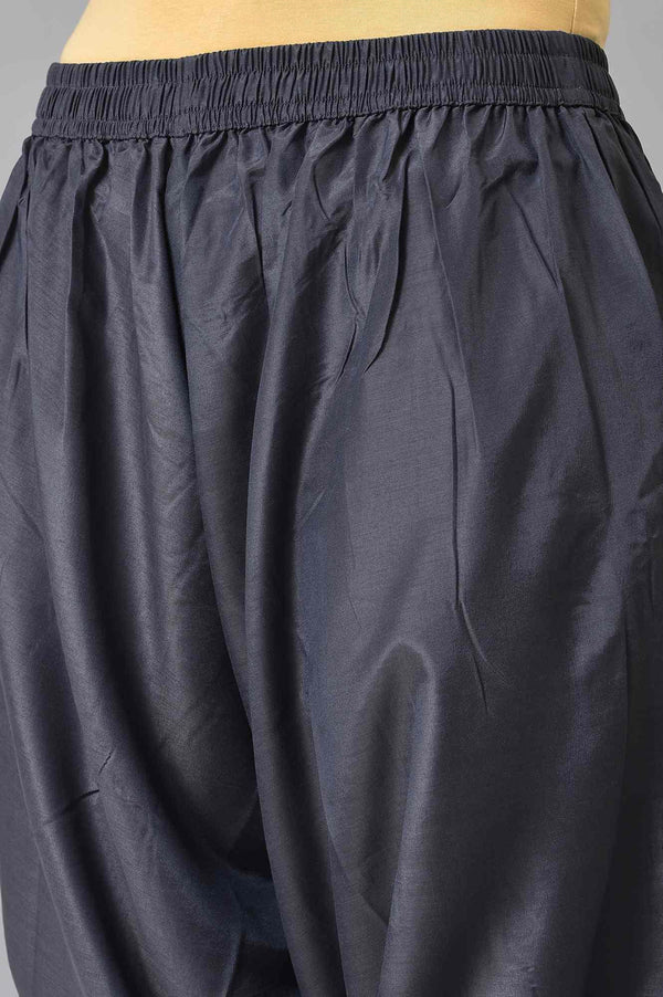 Grey Embroidered kurta, Draped Pants And Dupatta Set