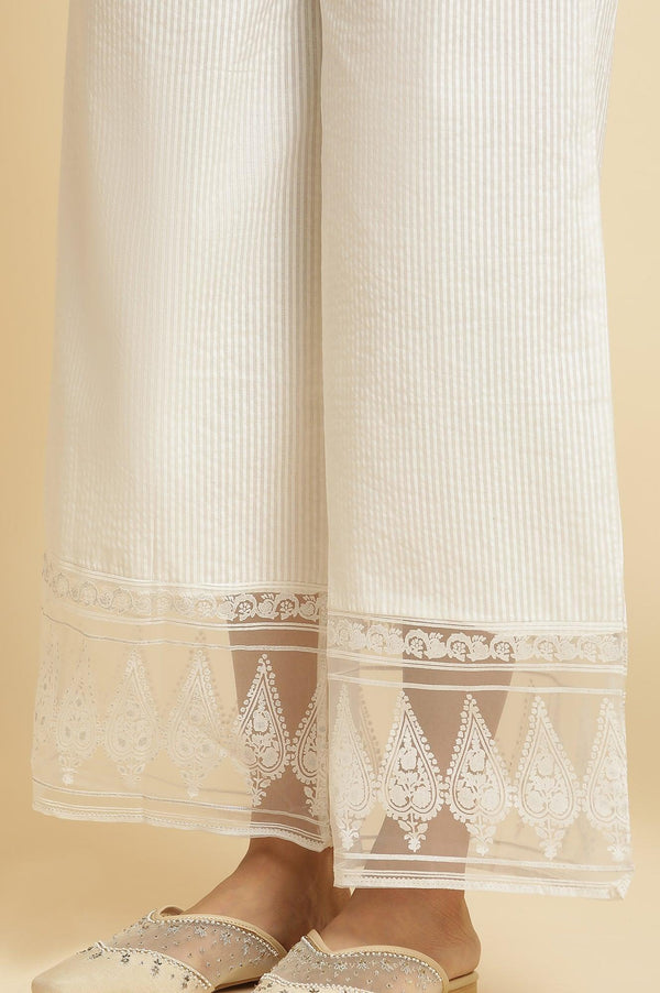 Ecru Embroidered Kurta & Parallel Pants Set