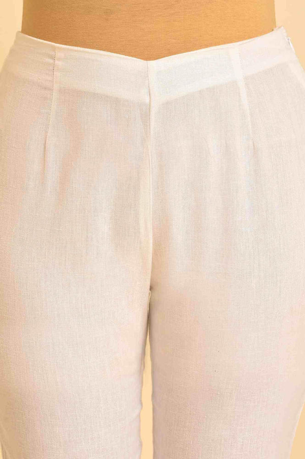 Ecru Embroidered Kurta And Slim Pants