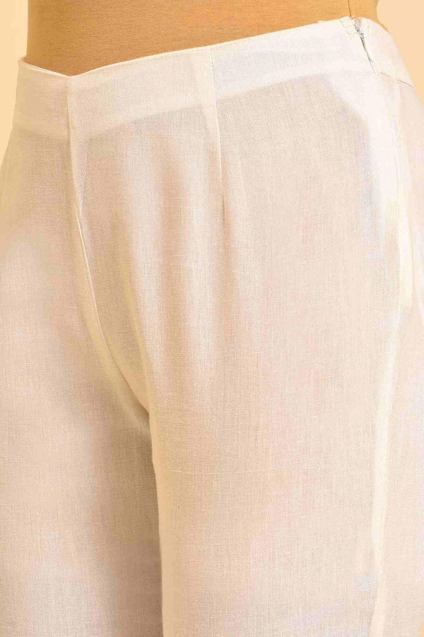 Ecru Embroidered Kurta And Slim Pants