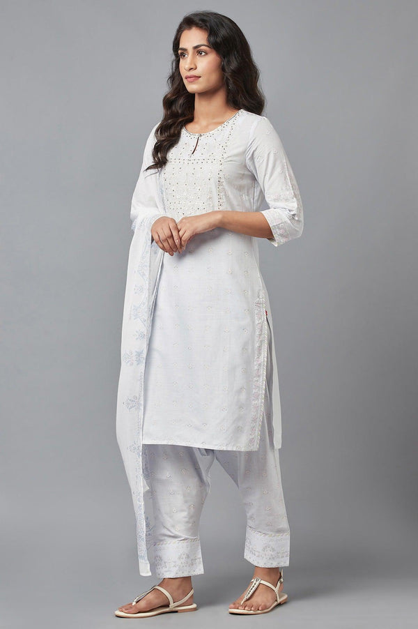 Light Blue Embroidered kurta with Salwar and Dupatta