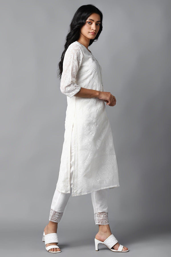 Ecru Kota kurta & Pants Set
