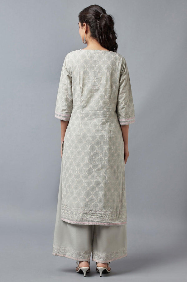 Light Green Printed kurta with Parallel Pants