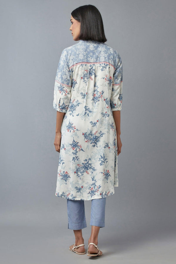 Bright White Floral Printed Dress & Pants Set