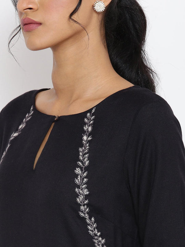 Black Embroidered kurta & Pants Set