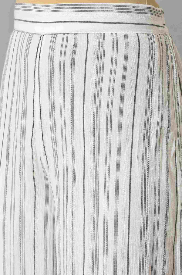 Ecru And Black Striped kurta With Parallel Pants