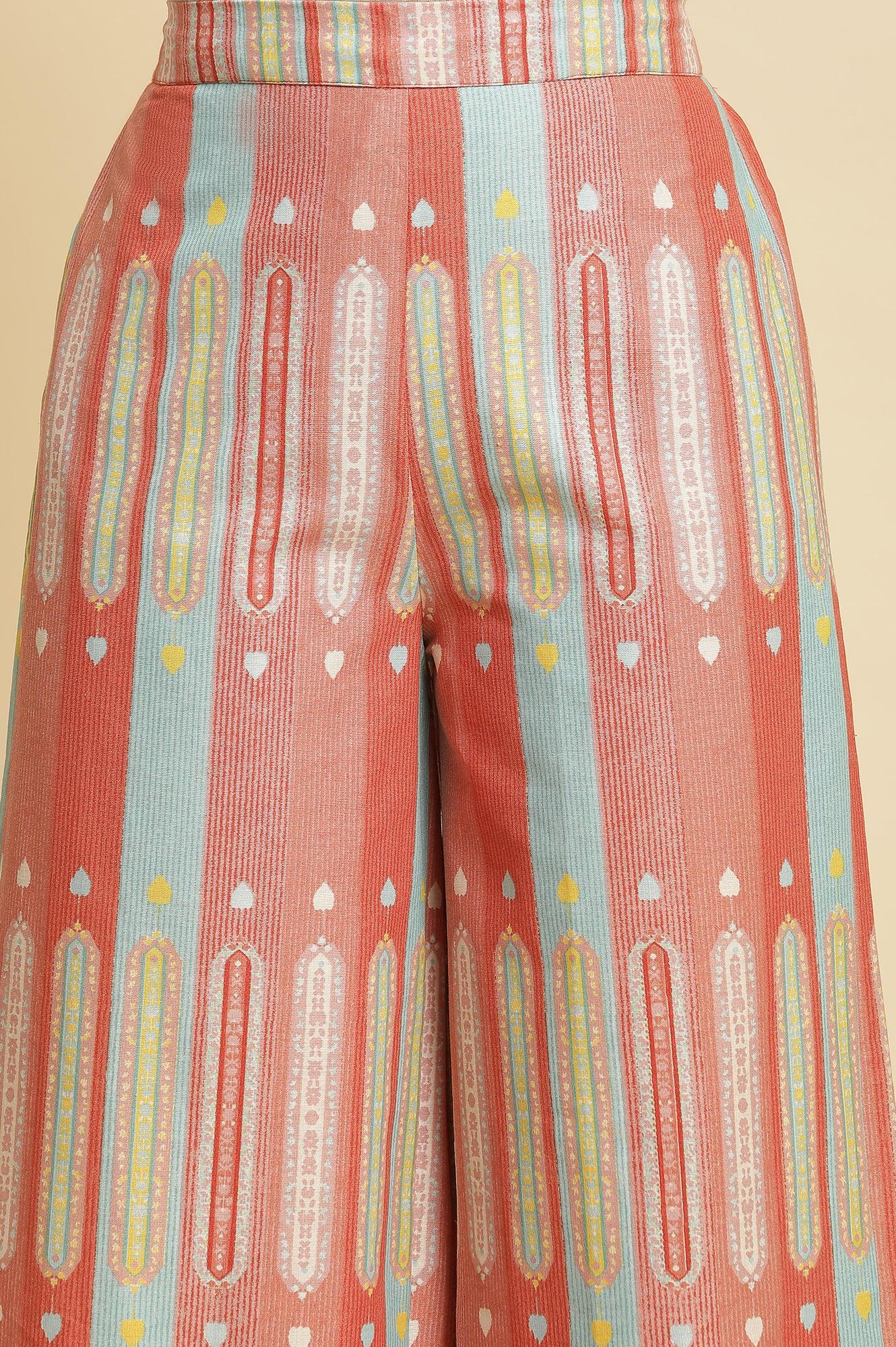 Orange Printed Kurta &amp; Parallel Pants Set - wforwoman