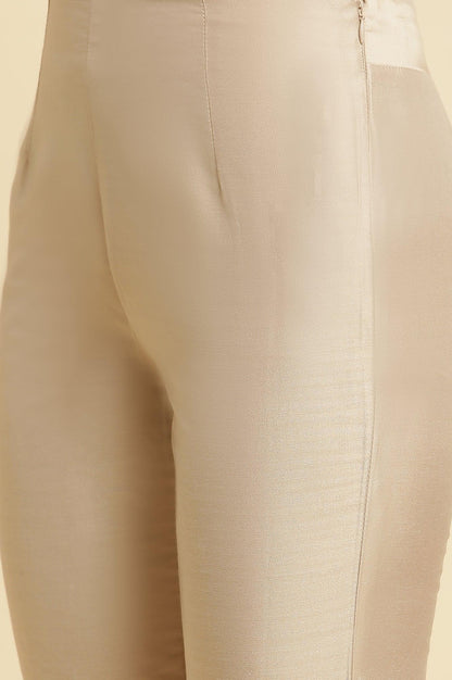 Beige Stripe Printed Kurta &amp; Pants Set - wforwoman