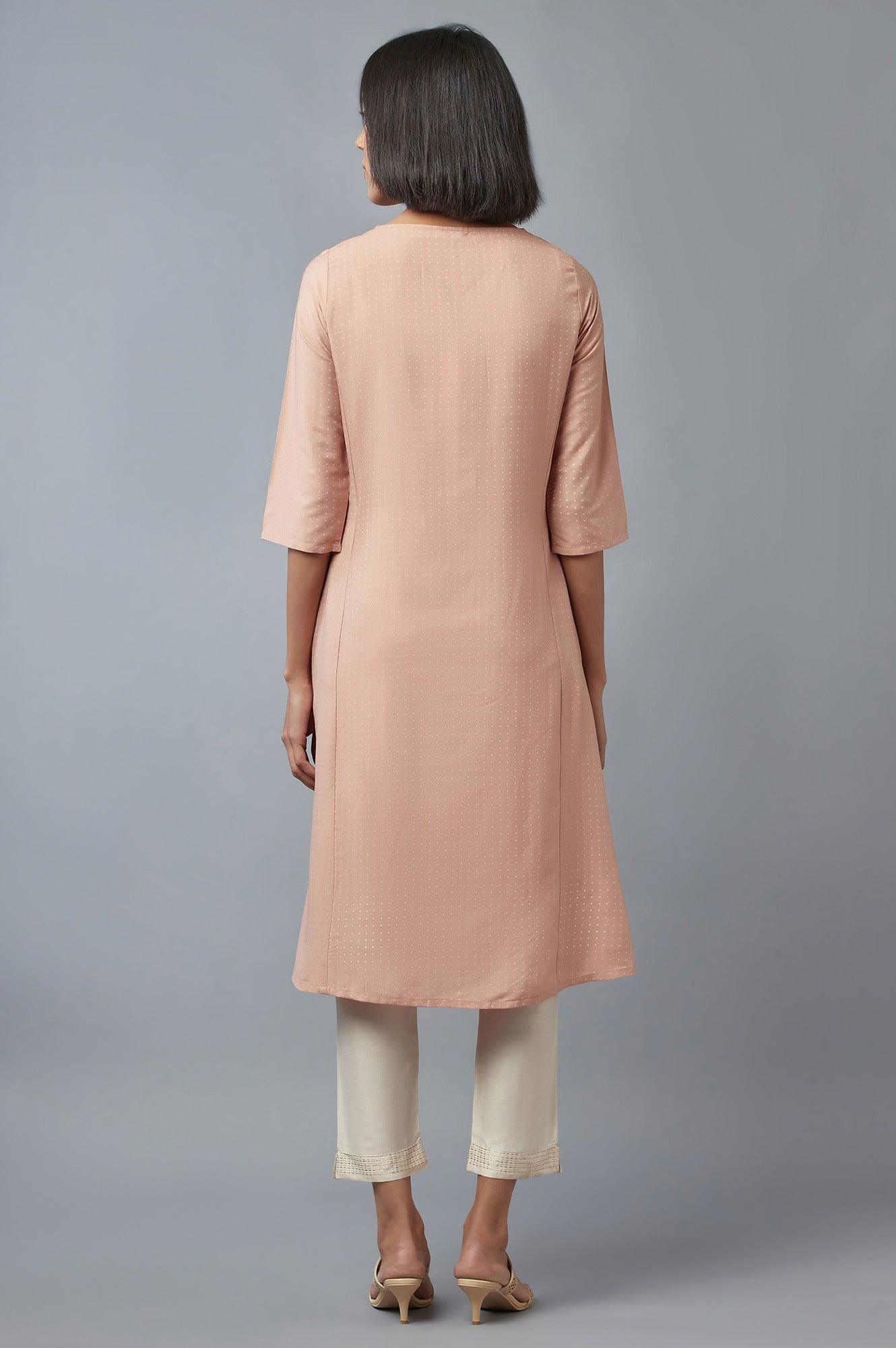 Pink Embellished kurta &amp; Pants Set - wforwoman