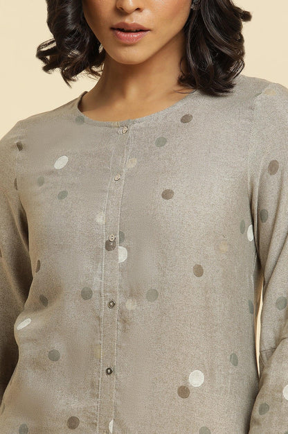 Smoke Grey A-Line Printed Kurta &amp; Pants Set - wforwoman