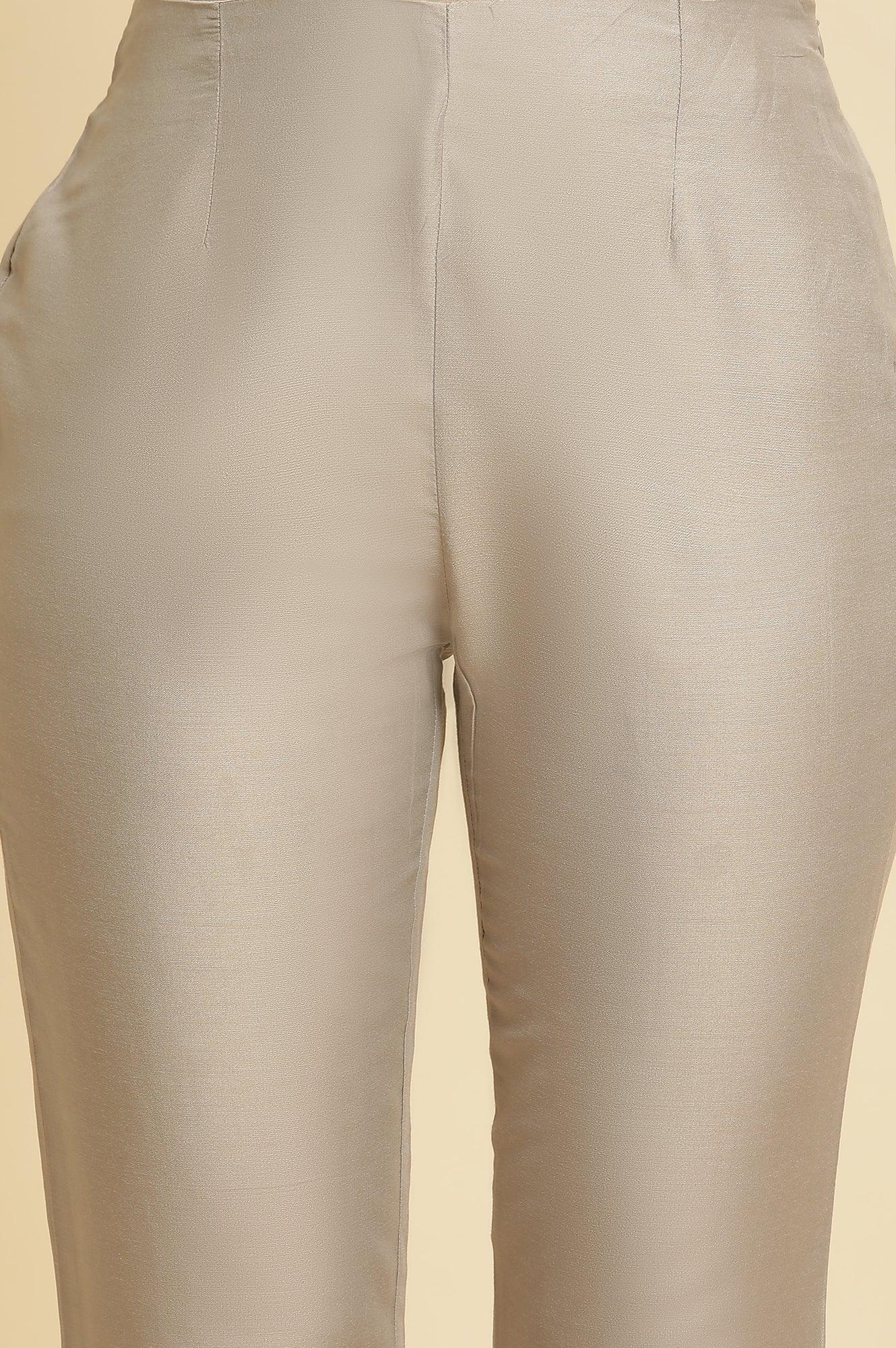 Smoke Grey A-Line Printed Kurta &amp; Pants Set - wforwoman