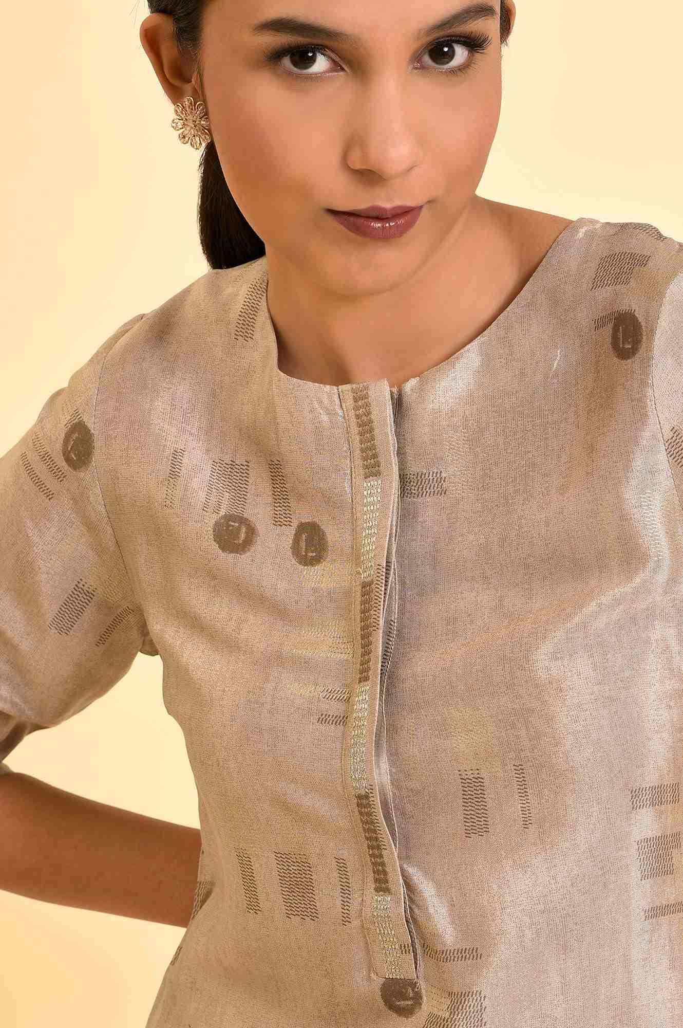 Grey High-Low Kurta And Pants Set - wforwoman