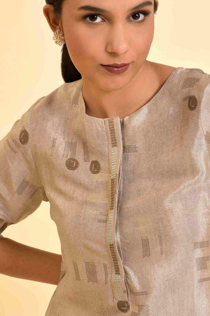 Grey High-Low Kurta And Pants Set - wforwoman