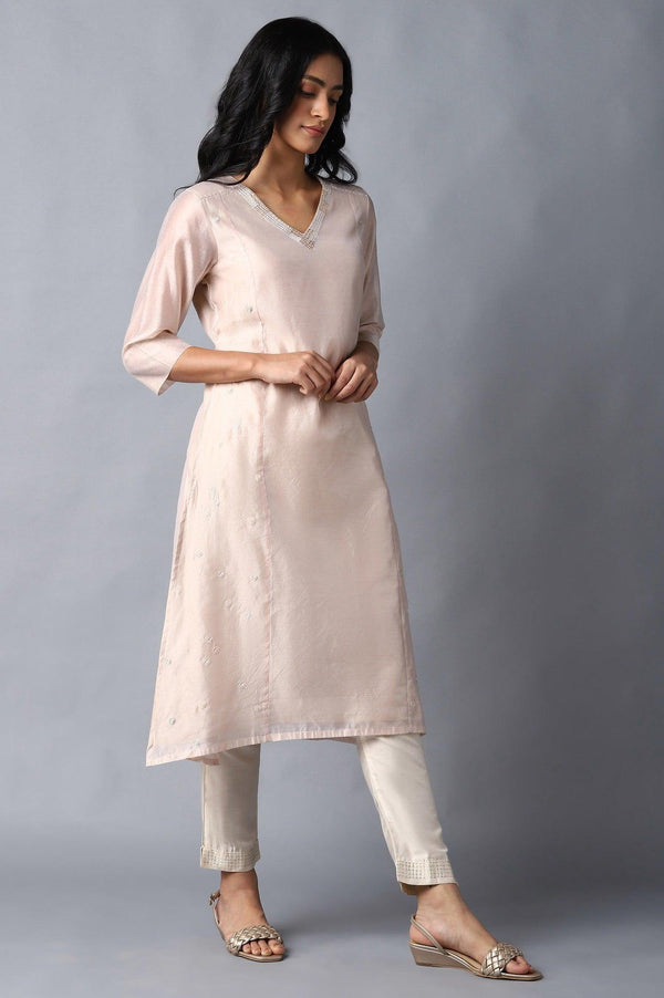 Blush Pink Embroidered kurta & Pants Set