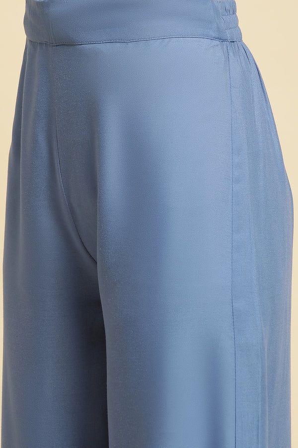 Blue Printed Kurta & Parallel Pants Set