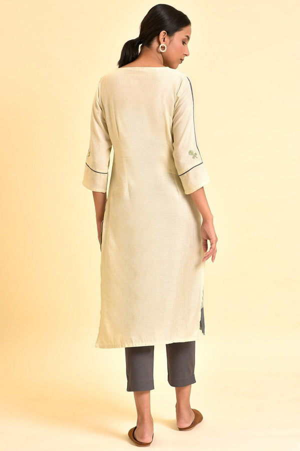 White Geometric Printed Kurta And Pants Set