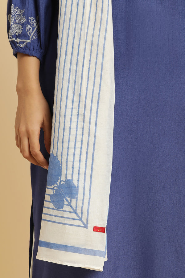 Blue Embroidered Kurta, Parallel Pants & Dupatta Set