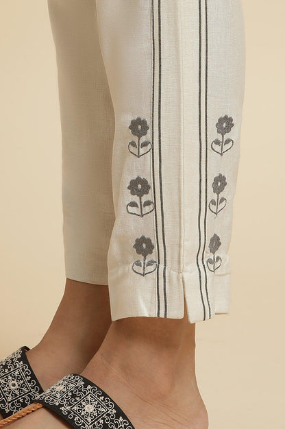 Black Printed Kurta, Ecru Pants &amp; Dupatta - wforwoman