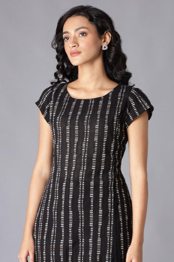 Black Printed kurta In Round Neck With Slim Pants