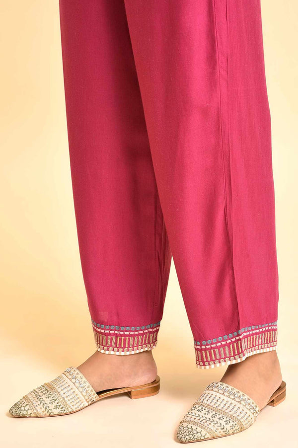 Light Pink Dobby Kurta, Pants And Dupatta Set