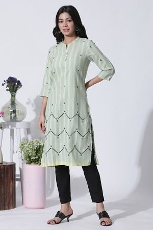 Light Green Dobby Straight Kurta And Pants Set