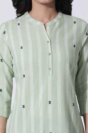 Light Green Dobby Straight Kurta And Pants Set