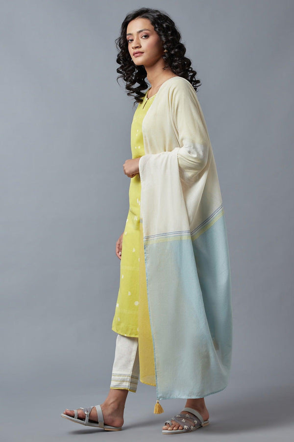 Light Yellow Embroidered Kurta, Pants And Dupatta Set