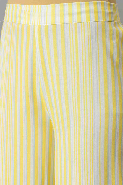 Ecru Rayon Dobby kurta With Yellow Parallel Pants And Ecru Dupatta - wforwoman